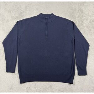 Unbound Merino Knit 1/4 Zip Sweater Mens XL Blue Merino Wool Blue